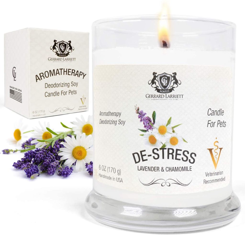 Essential oil candles help to elliminate pet odor.